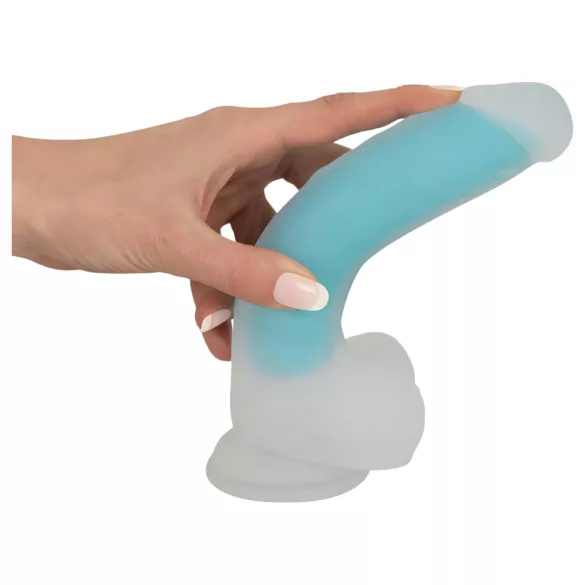 You2Toys - dildo z przyssawką - świecący w ciemności - niebieski
