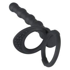   Black Velvet - pierścień na jądra i penisa z dildem analnym (czarny)