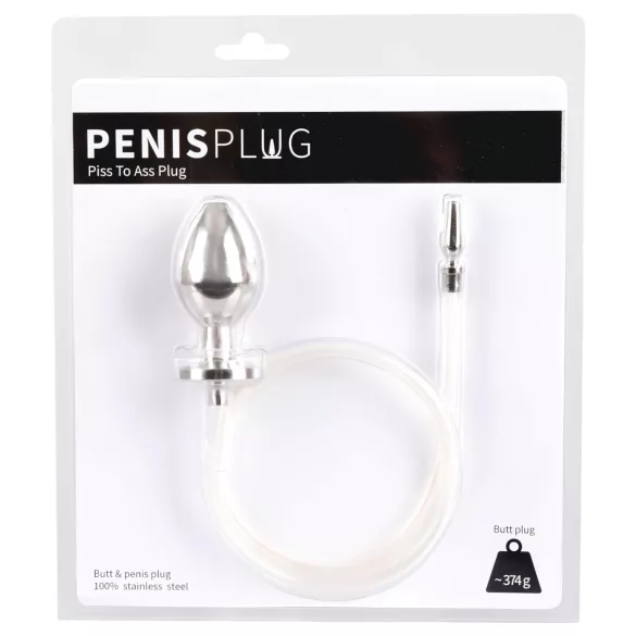 Piss to Ass Plug - korek analny z otworem - z rozszerzaczem cewki moczowej