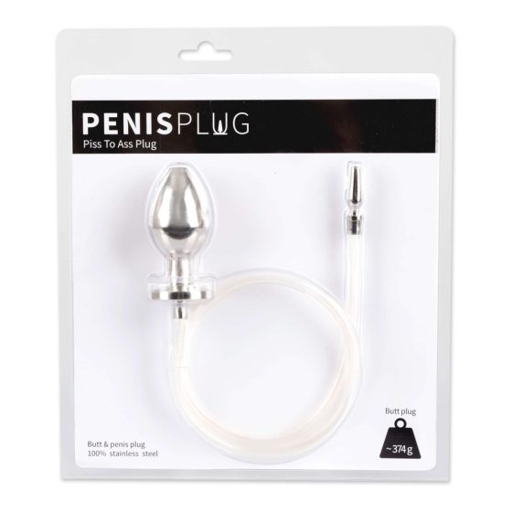 Piss to Ass Plug - stalowe dildo analne z rozszerzaczem cewki moczowej