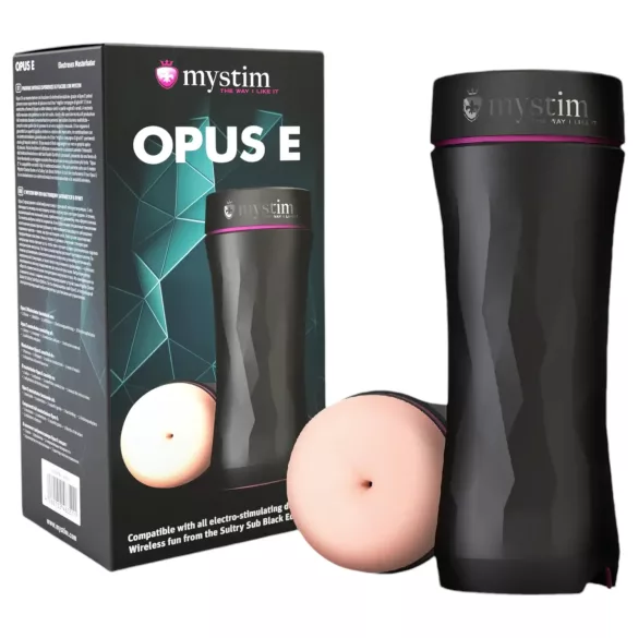 mystim Opus E Anus - masturbator analny elektro - silikon czarno-naturalny