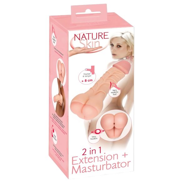 Nature Skin - masturbator męski 2w1 pupka i nakładka na penisa - kolor naturalny