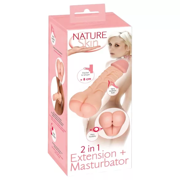 Nature Skin - masturbator męski 2w1 pupka i nakładka na penisa - kolor naturalny
