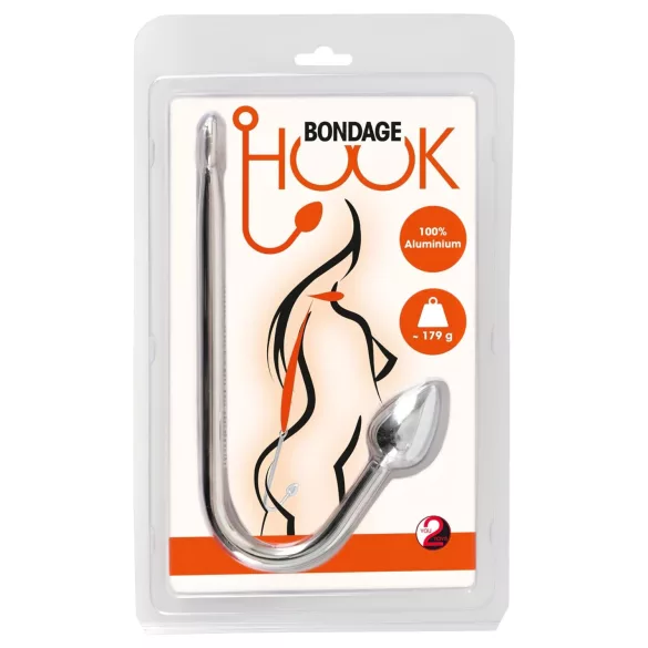 You2Toys - korek analny z aluminium z haczykiem - srebrny 179g