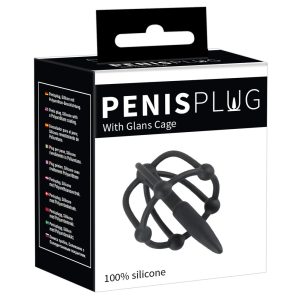 Penisplug - silikonowa klatka na żołądź ze stożkiem cewki moczowej (czarna)