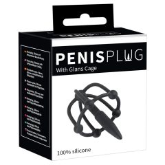   Penisplug - silikonowa klatka na żołądź ze stożkiem cewki moczowej (czarna)