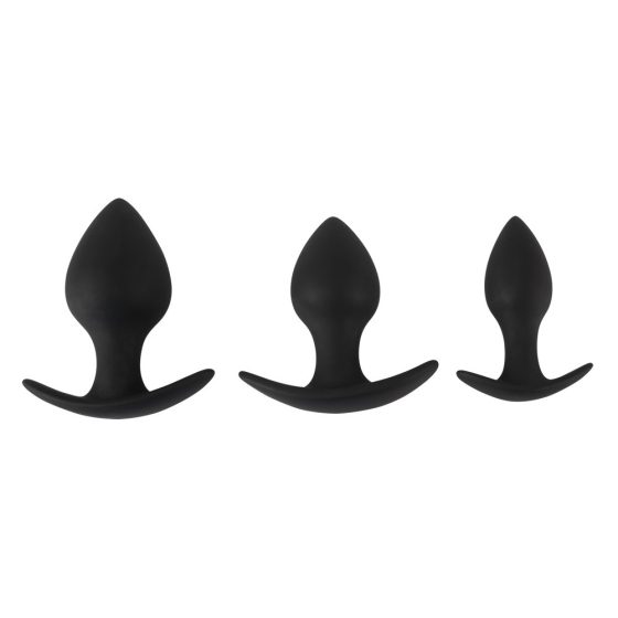 Black Velvet - silikonowy zestaw dildo analnych (3 części) - czarny