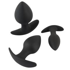   Black Velvet - silikonowy zestaw dildo analnych (3 części) - czarny