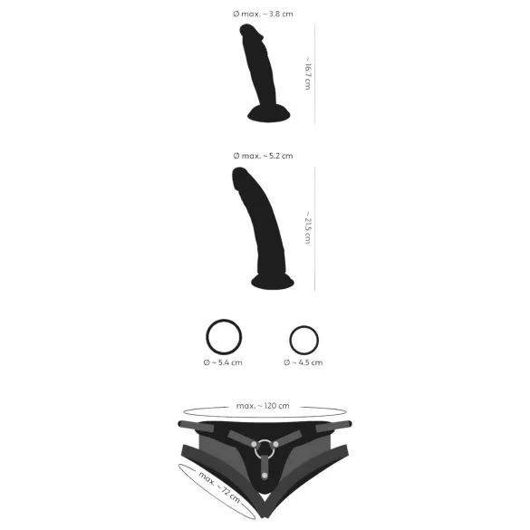 You2Toys - zestaw strap-on - 2 dildo - regulowane uprzęże