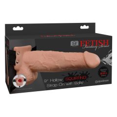   Fetish Strap-On 9 - strap-on, wydrążony, tryskający dildo (naturalny)