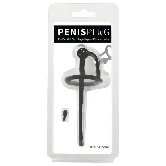 Plug do penisa - silikonowy rozszerzacz cewki i pierścień żołędzi (0,6mm) - czarny