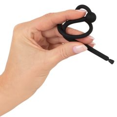   Penisplug - silikonowy rozszerzacz cewki moczowej z pierścieniem żołędziowym (0,6 mm) - czarny