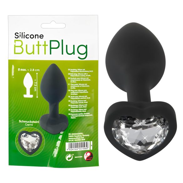 You2Toys - Czarny anal plug z białym kamieniem