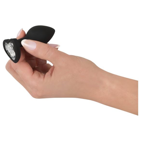 You2Toys - korek analny - z białym kryształem - czarny