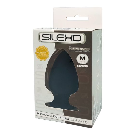Silexd M - plastyczne dildo analne - 11 cm (czarne)