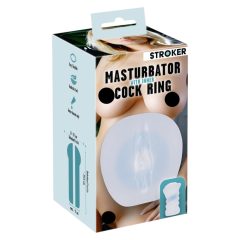   STROKER - sztuczna cipka do masturbacji z pierścieniem na penisa (mlecznobiały)