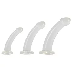   Crystal Clear - zestaw dildo analnych z żołędziem - 3 sztuki - przezroczysty