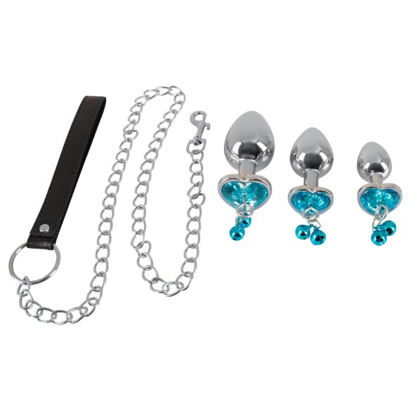 You2Toys - Zestaw korek analny + smycz (srebrny)