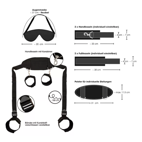 Bad Kitty - kajdanki na szyję, nadgarstki i kostki - czarne