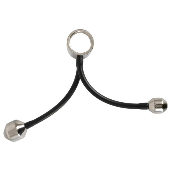 You2Toys Heavy Gear - pierścień na penisa z obciążeniem analnym - silikon czarny