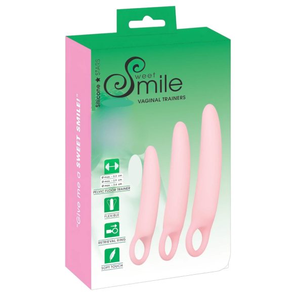 SMILE - trenażery waginalne - zestaw dildo - silikon różowy 3 sztuki