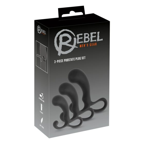 Rebel - 3-częściowy zestaw prostate dildo (czarny)