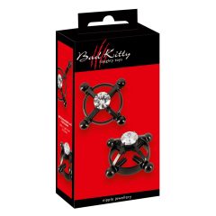 Bad Kitty - biżuteria na sutki z kryształkami - czarna
