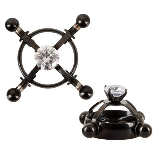 Bad Kitty - biżuteria na sutki z kryształkami - czarna