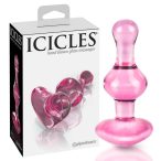   Icicles No. 75 - szklane dildo analne w kształcie serca (różowe)
