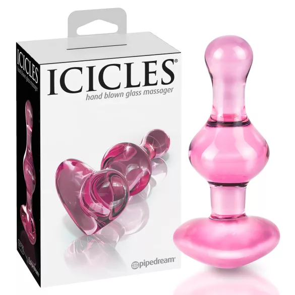 Icicles No. 75 - korek analny szklany serce - różowy