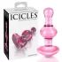Icicles No. 75 - korek analny szklany serce - różowy