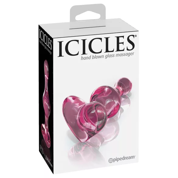 Icicles No. 75 - korek analny szklany serce - różowy