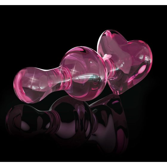 Icicles No. 75 - szklane dildo analne w kształcie serca (różowe)