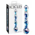Icicles No. 08 - szklany dildo dwustronny falisty - przezroczysto-niebieski