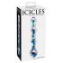 Icicles No. 08 - falowany, dwustronny, szklany dildo (przezroczysto-niebieski)