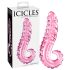 Icicles No. 24 - różowy szklany dildo z teksturą przypominającą język