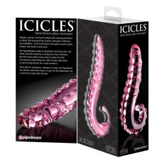   Icicles No. 24 - szklane dildo z prążkowanym językiem (różowe)