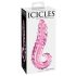 Icicles No. 24 - różowy szklany dildo z teksturą przypominającą język