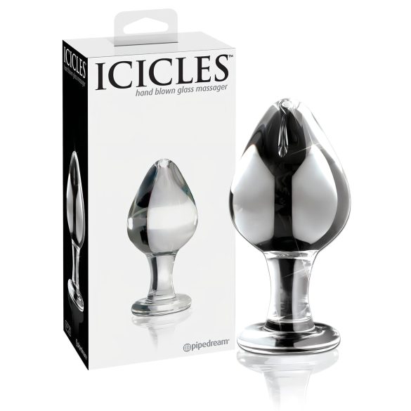Icicles No. 25 - stożkowy, szklany korek analny (przezroczysty)