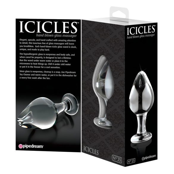 Icicles No. 25 - korek analny szklany stożkowy przezroczysty