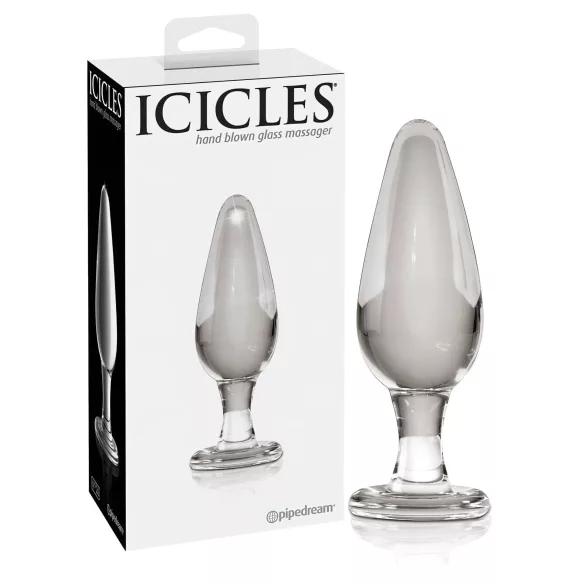 Icicles No. 26 - korek analny stożkowy - szkło - przezroczysty