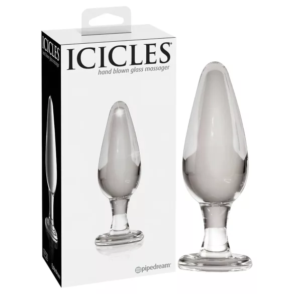 Icicles No. 26 - stożkowy, szklany korek analny (przezroczysty)