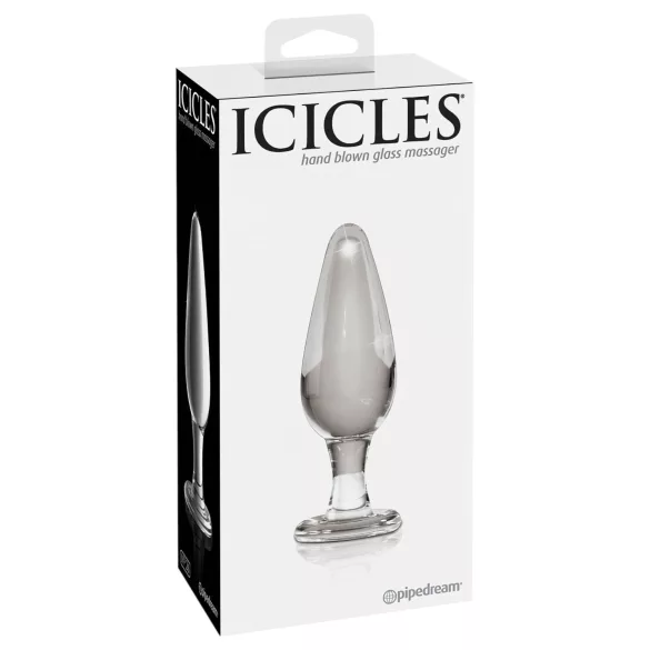 Icicles No. 26 - stożkowy, szklany korek analny (przezroczysty)