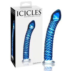 Icicles No. 29 - dildo szklane - spiralny penis - niebieski