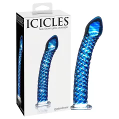 Icicles No. 29 - dildo szklane - spiralny penis - niebieski
