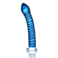   Icicles No. 29 - spiralne szklane dildo z penisem (niebieskie)