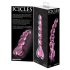 Icicles No. 43 - szklany dildo z sercami i koralikami (różowy)