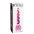 Icicles No. 43 - szklany dildo z sercami i koralikami (różowy)