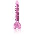 Icicles No. 43 - szklany dildo z sercami i koralikami (różowy)