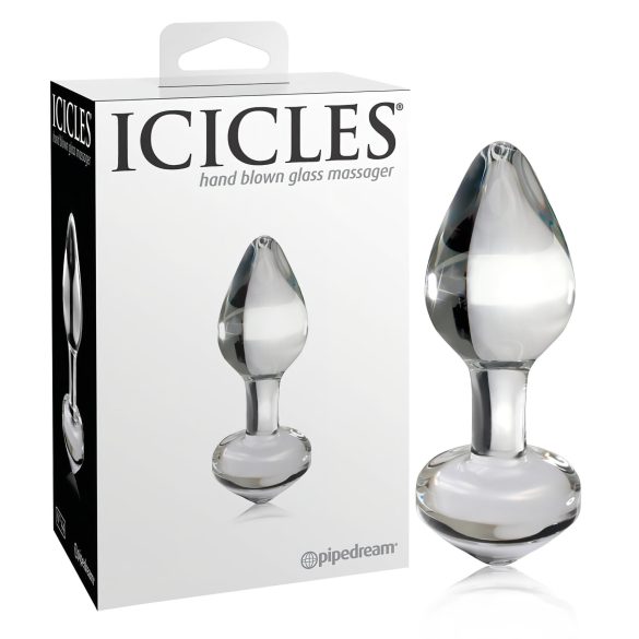 Icicles No. 44 - stożkowy, szklany korek analny (przezroczysty)